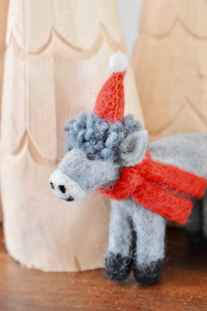 Cozy Donkey Felt Ornament