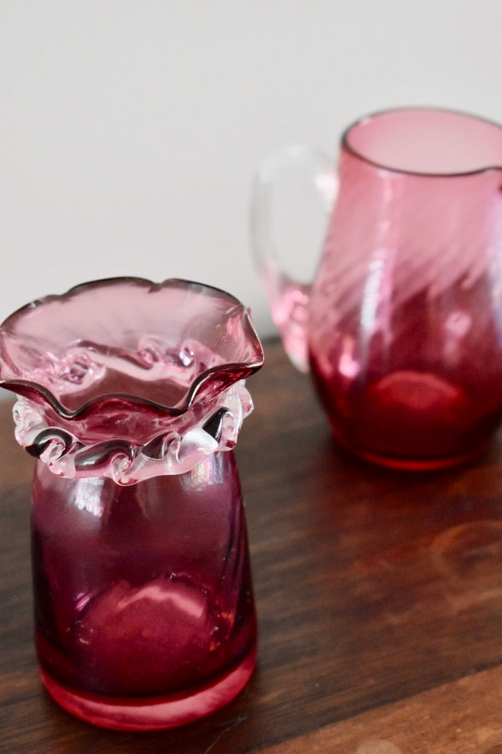 Antique Cranberry Glass Set