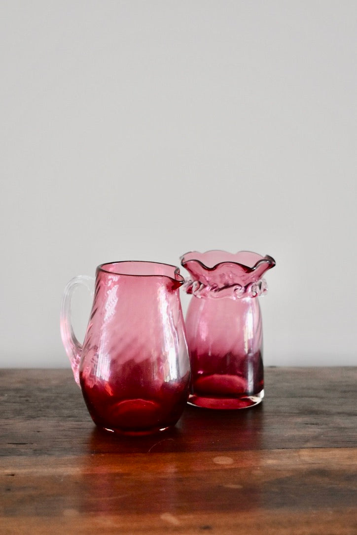 Antique Cranberry Glass Set