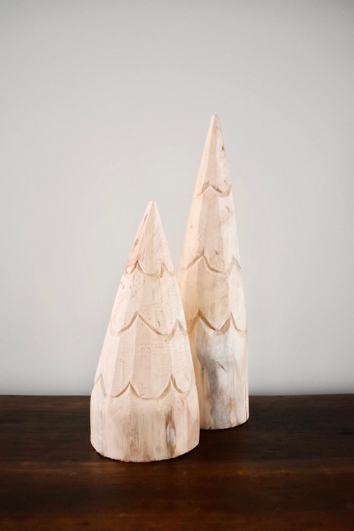 Carved Wood Trees (set of 2)