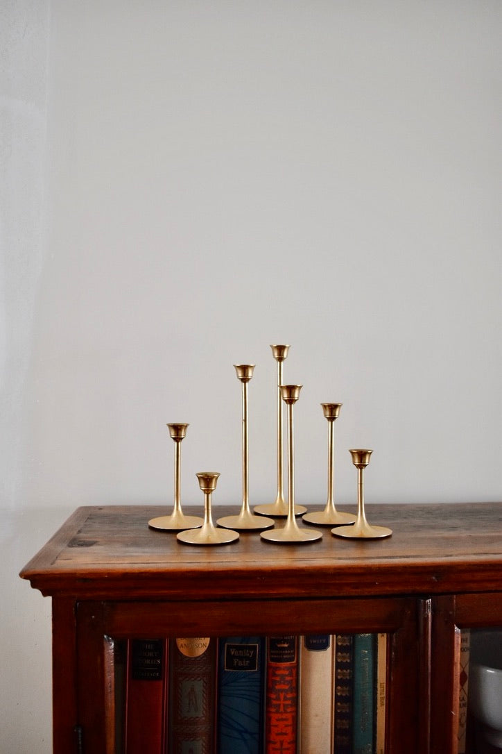 Vintage Brass Graduating Candlesticks (set of 7)