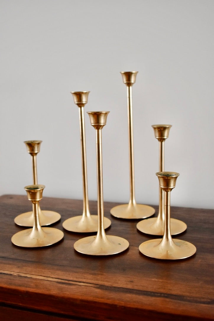 Vintage Brass Graduating Candlesticks (set of 7)