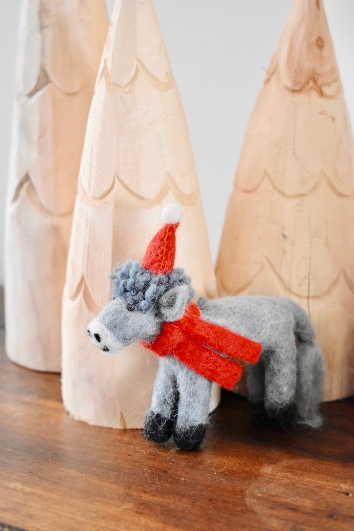 Cozy Donkey Felt Ornament