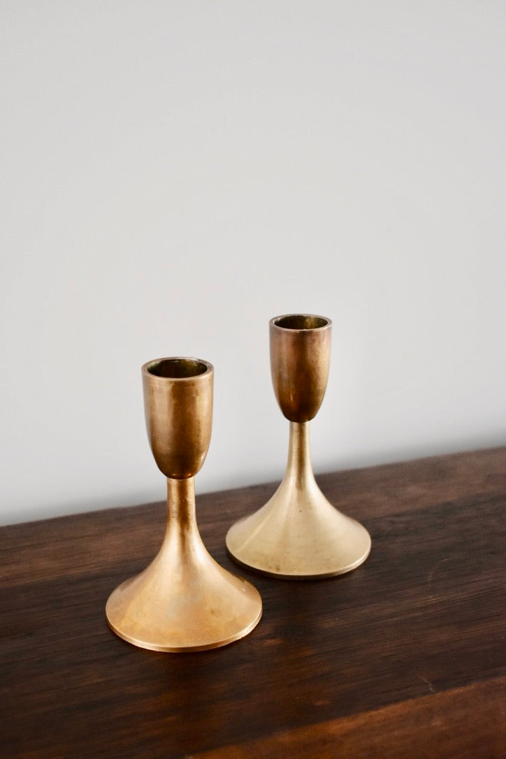 Vintage Solid Brass Candlesticks (pair)