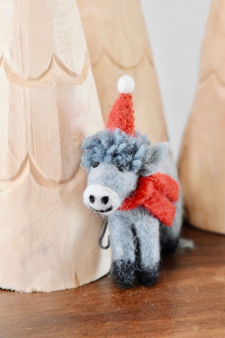 Cozy Donkey Felt Ornament