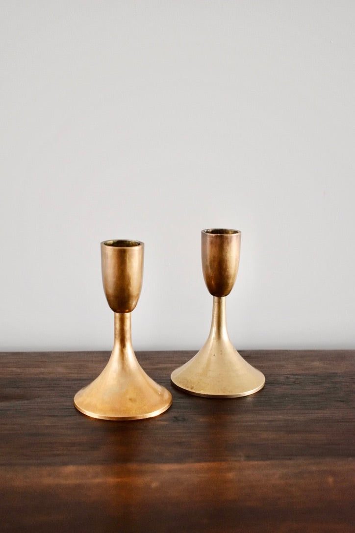 Vintage Solid Brass Candlesticks (pair)