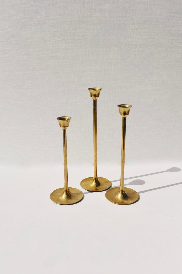 Vintage Brass Graduating Candlesticks (set of 7)