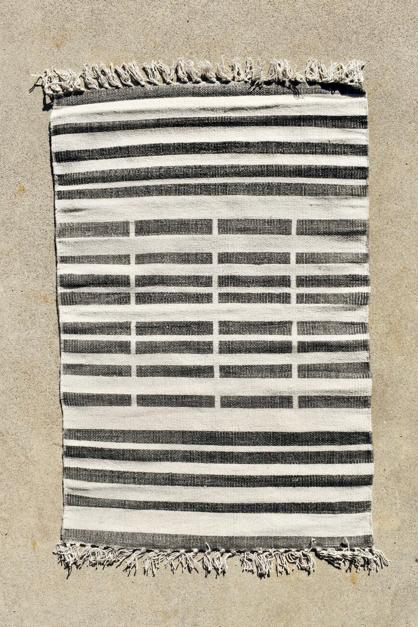 Broken Stripe Block Print Rug 2 x 3 - Ardent Market - Ardent Market