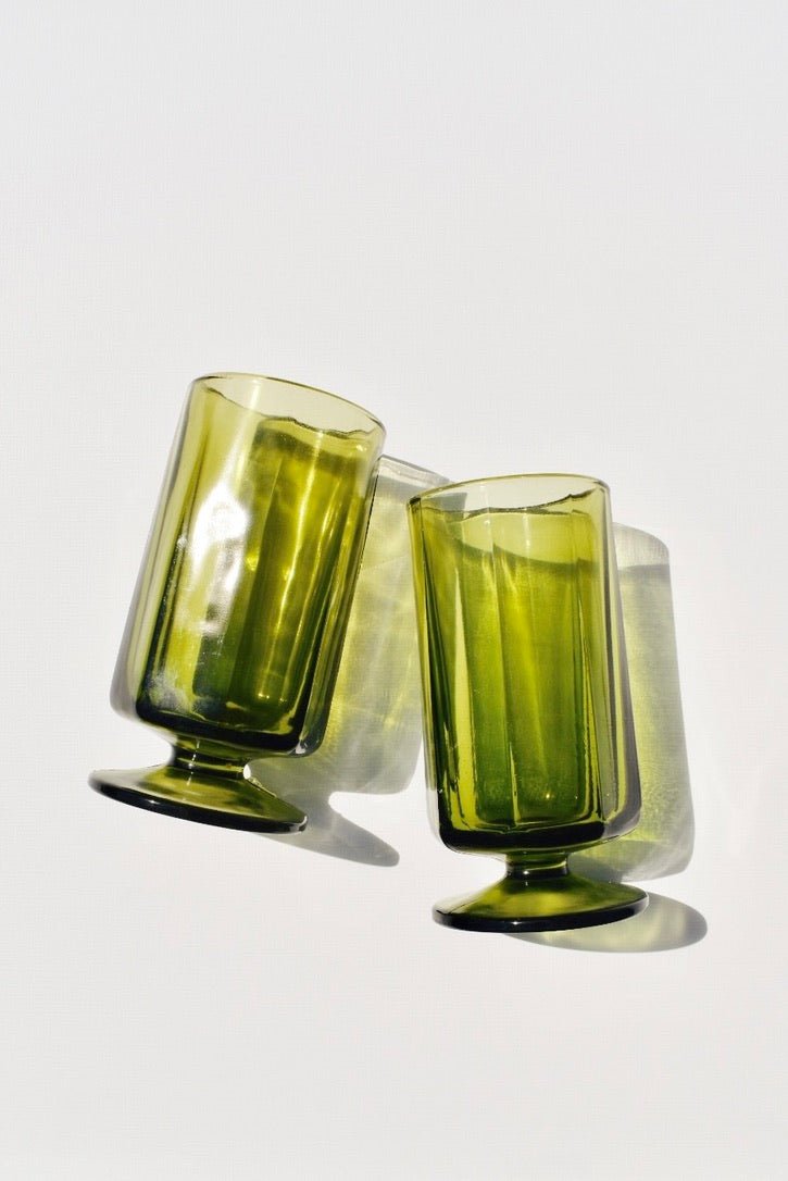 Green Glass Goblets (set of six) - Ardent Market - Ardent Market