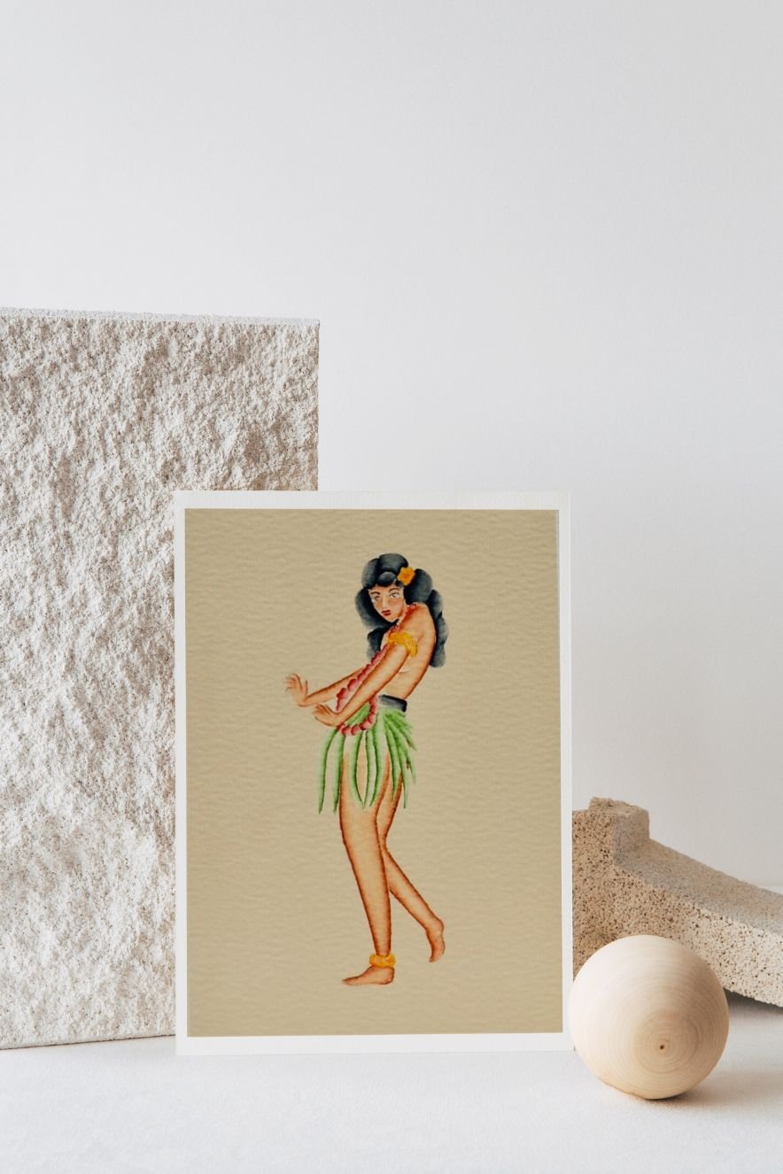 Hula Girl Watercolor Print - Ardent Market - Tex Valiente