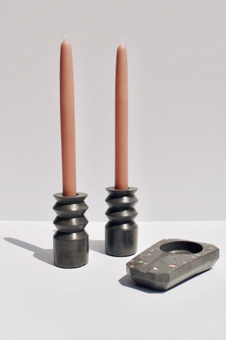 Midnight Taper Candle Holders (pair) -Verve Artistry - Ardent Market