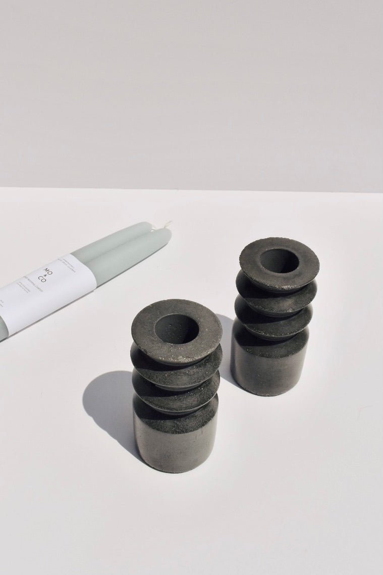 Midnight Taper Candle Holders (pair) -Verve Artistry - Ardent Market