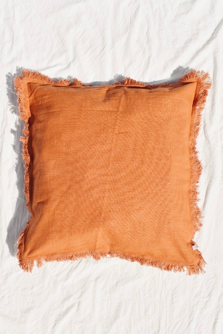 Rust Frayed Edge Pillow - Ardent Market - Tajik