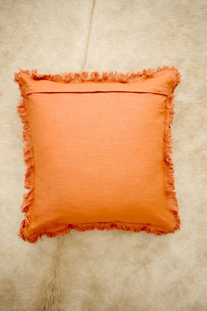 Rust Frayed Edge Pillow - Ardent Market - Tajik