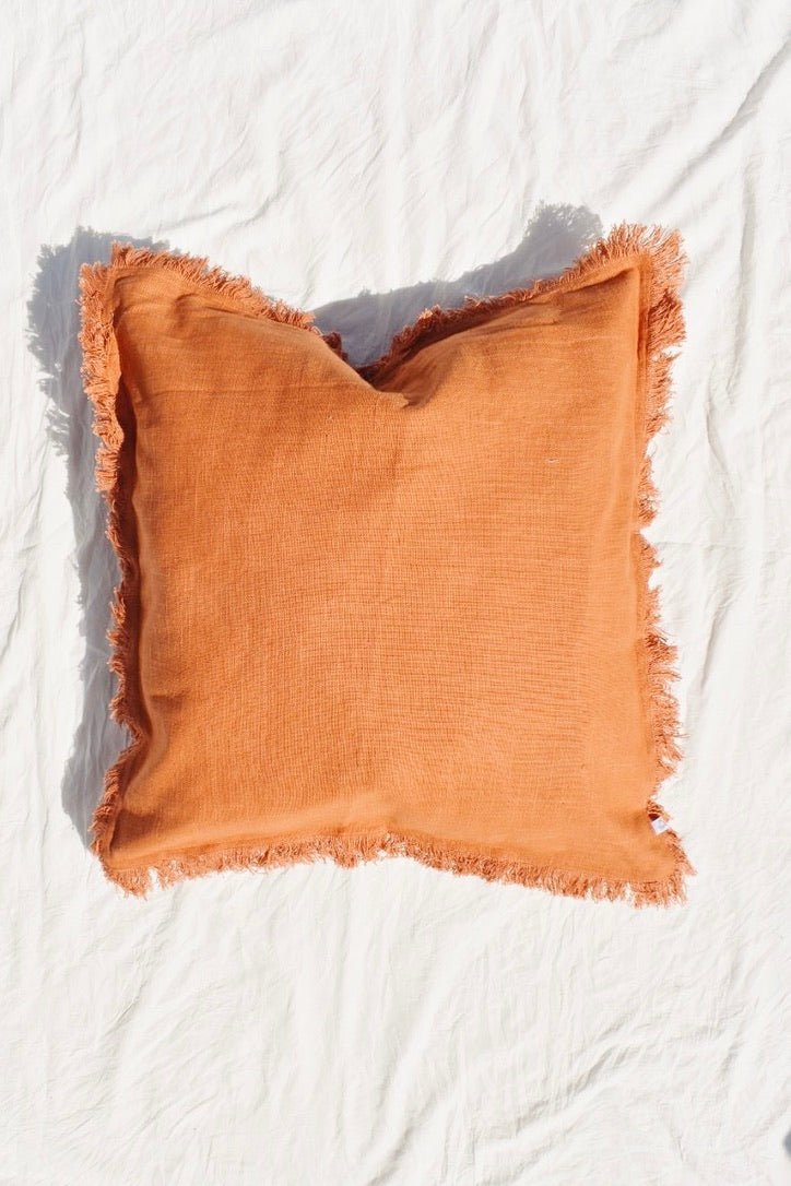 Rust Frayed Edge Pillow - Ardent Market - Tajik