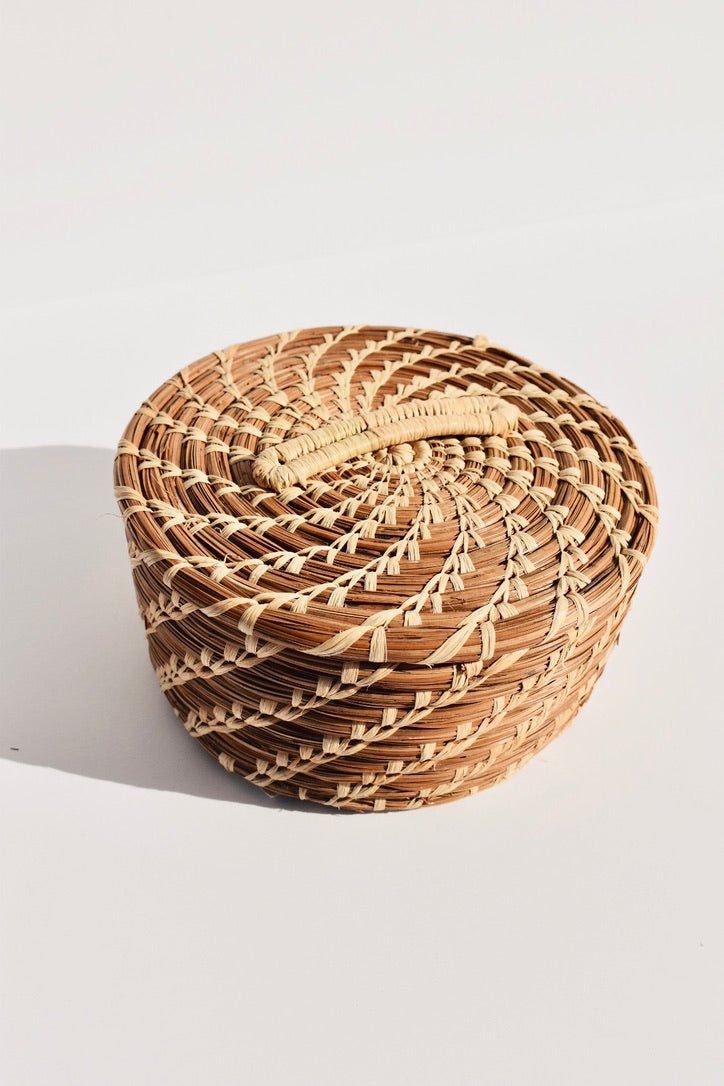 Victoria Lidded Basket -Mayan Hands - Ardent Market